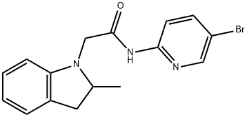 N-(5-bromopyridin-2-yl)-2-(2-methyl-2,3-dihydroindol-1-yl)acetamide Struktur