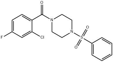 [4-(benzenesulfonyl)piperazin-1-yl]-(2-chloro-4-fluorophenyl)methanone Struktur