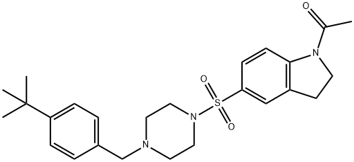 1-[5-[4-[(4-tert-butylphenyl)methyl]piperazin-1-yl]sulfonyl-2,3-dihydroindol-1-yl]ethanone Struktur