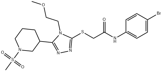 N-(4-bromophenyl)-2-[[4-(2-methoxyethyl)-5-(1-methylsulfonylpiperidin-3-yl)-1,2,4-triazol-3-yl]sulfanyl]acetamide Struktur