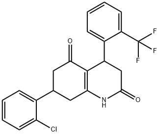 7-(2-chlorophenyl)-4-[2-(trifluoromethyl)phenyl]-1,3,4,6,7,8-hexahydroquinoline-2,5-dione Struktur