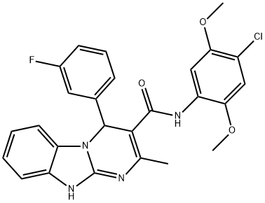 N-(4-chloro-2,5-dimethoxyphenyl)-4-(3-fluorophenyl)-2-methyl-1,4-dihydropyrimido[1,2-a]benzimidazole-3-carboxamide Struktur