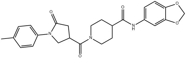 N-(1,3-benzodioxol-5-yl)-1-[1-(4-methylphenyl)-5-oxopyrrolidine-3-carbonyl]piperidine-4-carboxamide Struktur