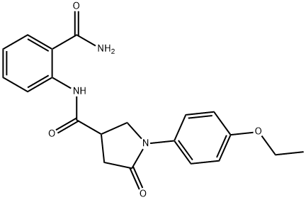 N-(2-carbamoylphenyl)-1-(4-ethoxyphenyl)-5-oxopyrrolidine-3-carboxamide Struktur