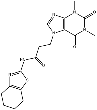 3-(1,3-dimethyl-2,6-dioxopurin-7-yl)-N-(4,5,6,7-tetrahydro-1,3-benzothiazol-2-yl)propanamide Struktur