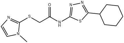 N-(5-cyclohexyl-1,3,4-thiadiazol-2-yl)-2-(1-methylimidazol-2-yl)sulfanylacetamide Struktur