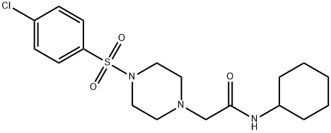 2-[4-(4-chlorophenyl)sulfonylpiperazin-1-yl]-N-cyclohexylacetamide Struktur