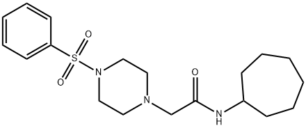 2-[4-(benzenesulfonyl)piperazin-1-yl]-N-cycloheptylacetamide Struktur