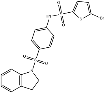 5-bromo-N-[4-(2,3-dihydroindol-1-ylsulfonyl)phenyl]thiophene-2-sulfonamide Struktur