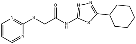 N-(5-cyclohexyl-1,3,4-thiadiazol-2-yl)-2-pyrimidin-2-ylsulfanylacetamide Struktur