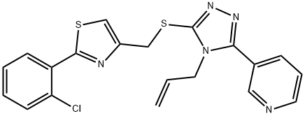 2-(2-chlorophenyl)-4-[(4-prop-2-enyl-5-pyridin-3-yl-1,2,4-triazol-3-yl)sulfanylmethyl]-1,3-thiazole Struktur