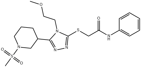 2-[[4-(2-methoxyethyl)-5-(1-methylsulfonylpiperidin-3-yl)-1,2,4-triazol-3-yl]sulfanyl]-N-phenylacetamide Struktur