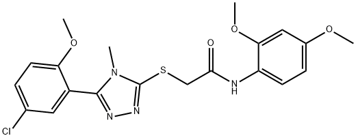 2-[[5-(5-chloro-2-methoxyphenyl)-4-methyl-1,2,4-triazol-3-yl]sulfanyl]-N-(2,4-dimethoxyphenyl)acetamide Struktur