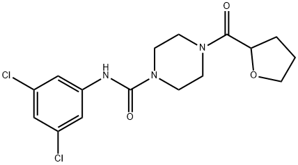 N-(3,5-dichlorophenyl)-4-(oxolane-2-carbonyl)piperazine-1-carboxamide Struktur