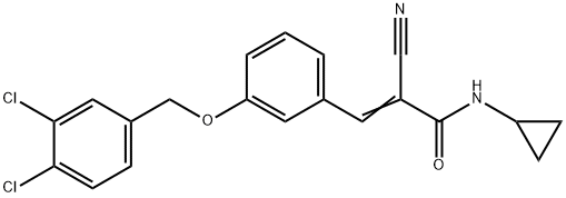 (Z)-2-cyano-N-cyclopropyl-3-[3-[(3,4-dichlorophenyl)methoxy]phenyl]prop-2-enamide Struktur