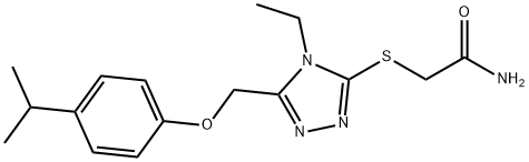 2-[[4-ethyl-5-[(4-propan-2-ylphenoxy)methyl]-1,2,4-triazol-3-yl]sulfanyl]acetamide Struktur