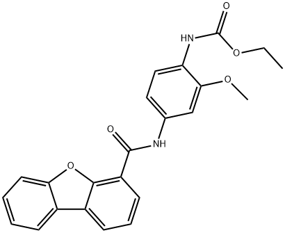 ethyl N-[4-(dibenzofuran-4-carbonylamino)-2-methoxyphenyl]carbamate Struktur