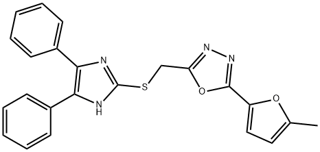 2-[(4,5-diphenyl-1H-imidazol-2-yl)sulfanylmethyl]-5-(5-methylfuran-2-yl)-1,3,4-oxadiazole Struktur