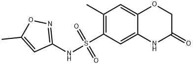 7-methyl-N-(5-methyl-1,2-oxazol-3-yl)-3-oxo-4H-1,4-benzoxazine-6-sulfonamide Struktur