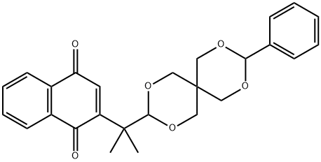 2-[2-(9-phenyl-2,4,8,10-tetraoxaspiro[5.5]undecan-3-yl)propan-2-yl]naphthalene-1,4-dione Struktur