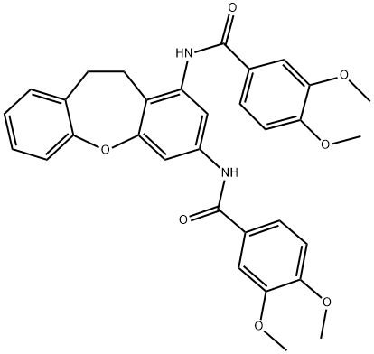 N-[4-[(3,4-dimethoxybenzoyl)amino]-5,6-dihydrobenzo[b][1]benzoxepin-2-yl]-3,4-dimethoxybenzamide Struktur