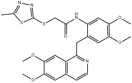 N-[2-[(6,7-dimethoxyisoquinolin-1-yl)methyl]-4,5-dimethoxyphenyl]-2-[(5-methyl-1,3,4-thiadiazol-2-yl)sulfanyl]acetamide Struktur