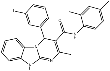 N-(2,4-dimethylphenyl)-4-(3-iodophenyl)-2-methyl-1,4-dihydropyrimido[1,2-a]benzimidazole-3-carboxamide Struktur