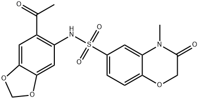 N-(6-acetyl-1,3-benzodioxol-5-yl)-4-methyl-3-oxo-1,4-benzoxazine-6-sulfonamide Struktur