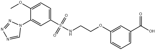 3-[2-[[4-methoxy-3-(tetrazol-1-yl)phenyl]sulfonylamino]ethoxy]benzoic acid Struktur