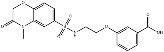 3-[2-[(4-methyl-3-oxo-1,4-benzoxazin-6-yl)sulfonylamino]ethoxy]benzoic acid Struktur