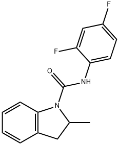 N-(2,4-difluorophenyl)-2-methyl-2,3-dihydroindole-1-carboxamide Struktur