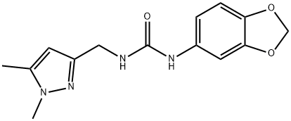 1-(1,3-benzodioxol-5-yl)-3-[(1,5-dimethylpyrazol-3-yl)methyl]urea Struktur