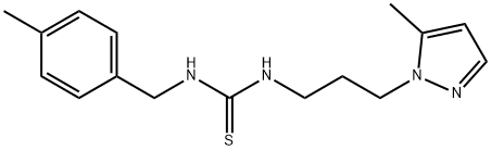 1-[(4-methylphenyl)methyl]-3-[3-(5-methylpyrazol-1-yl)propyl]thiourea Struktur