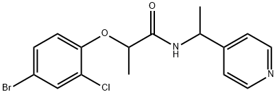 2-(4-bromo-2-chlorophenoxy)-N-(1-pyridin-4-ylethyl)propanamide Struktur