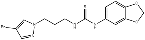 1-(1,3-benzodioxol-5-yl)-3-[3-(4-bromopyrazol-1-yl)propyl]thiourea Struktur