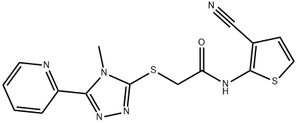 N-(3-cyanothiophen-2-yl)-2-[(4-methyl-5-pyridin-2-yl-1,2,4-triazol-3-yl)sulfanyl]acetamide Struktur