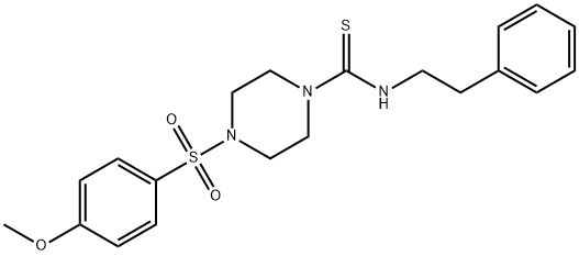 4-(4-methoxyphenyl)sulfonyl-N-(2-phenylethyl)piperazine-1-carbothioamide Struktur