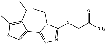 2-[[4-ethyl-5-(4-ethyl-5-methylthiophen-3-yl)-1,2,4-triazol-3-yl]sulfanyl]acetamide Struktur