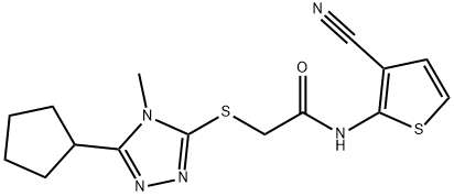 N-(3-cyanothiophen-2-yl)-2-[(5-cyclopentyl-4-methyl-1,2,4-triazol-3-yl)sulfanyl]acetamide Struktur