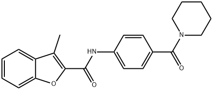 3-methyl-N-[4-(piperidine-1-carbonyl)phenyl]-1-benzofuran-2-carboxamide Struktur