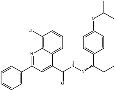 8-chloro-2-phenyl-N-[(Z)-1-(4-propan-2-yloxyphenyl)propylideneamino]quinoline-4-carboxamide Struktur