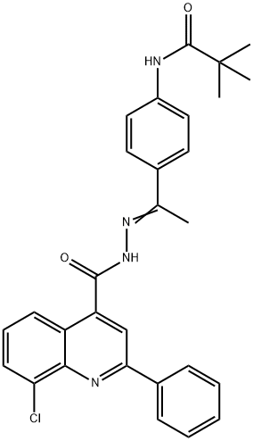 8-chloro-N-[(Z)-1-[4-(2,2-dimethylpropanoylamino)phenyl]ethylideneamino]-2-phenylquinoline-4-carboxamide Struktur