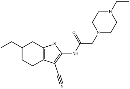 N-(3-cyano-6-ethyl-4,5,6,7-tetrahydro-1-benzothiophen-2-yl)-2-(4-ethylpiperazin-1-yl)acetamide Struktur