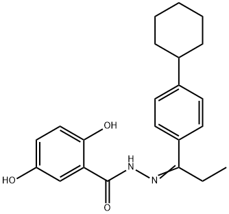 N-[(E)-1-(4-cyclohexylphenyl)propylideneamino]-2,5-dihydroxybenzamide Struktur