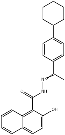 N-[(E)-1-(4-cyclohexylphenyl)ethylideneamino]-2-hydroxynaphthalene-1-carboxamide Struktur