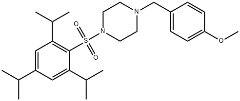 1-[(4-methoxyphenyl)methyl]-4-[2,4,6-tri(propan-2-yl)phenyl]sulfonylpiperazine Struktur