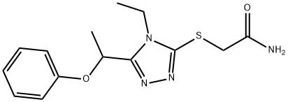 2-[[4-ethyl-5-(1-phenoxyethyl)-1,2,4-triazol-3-yl]sulfanyl]acetamide Struktur