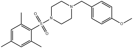 1-[(4-methoxyphenyl)methyl]-4-(2,4,6-trimethylphenyl)sulfonylpiperazine Struktur