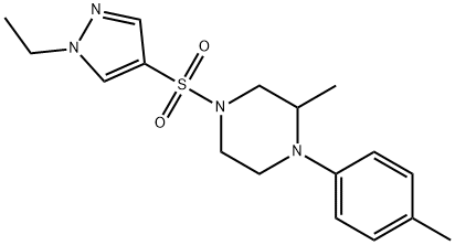 4-(1-ethylpyrazol-4-yl)sulfonyl-2-methyl-1-(4-methylphenyl)piperazine Struktur