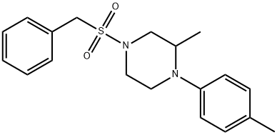 4-benzylsulfonyl-2-methyl-1-(4-methylphenyl)piperazine Struktur